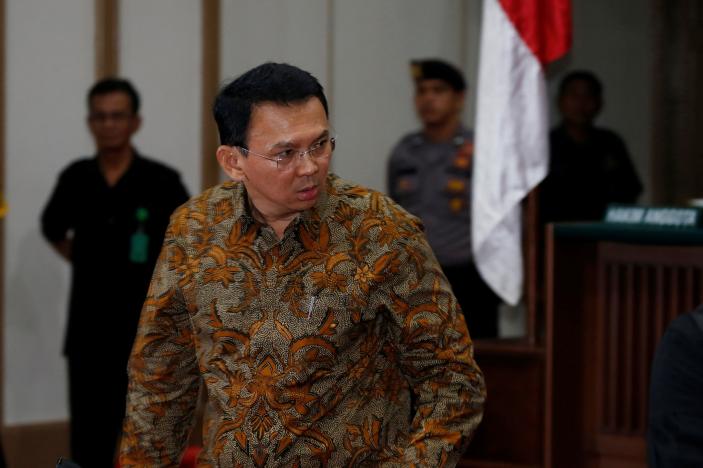 jakarta 039 s governor basuki tjahaja purnama also known as ahok reacts inside the courtroom during his blasphemy trial at the auditorium of the agriculture ministry in jakarta indonesia april 11 2017 photo reuters