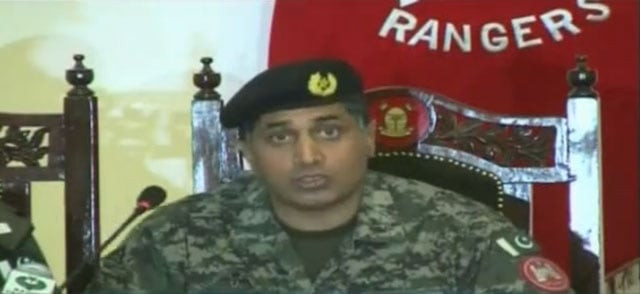 pakistan rangers punjab colonel amjad iqbal addressing a press conference in lahore on thursday april 13 2017 express news screengrab pakistan rangers punjab colonel amjad iqbal addressing a press conference in lahore on thursday april 13 2017 express news screengrab