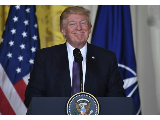 us president donald trump speaks during a joint press conference with nato secretary general jens stoltenberg in the east room at the white house in washington dc on april 12 2017 photo afp