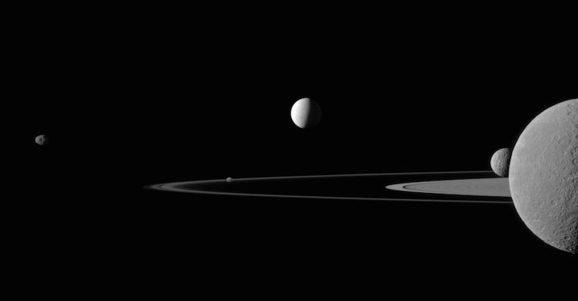 saturn and its moons photo nasa