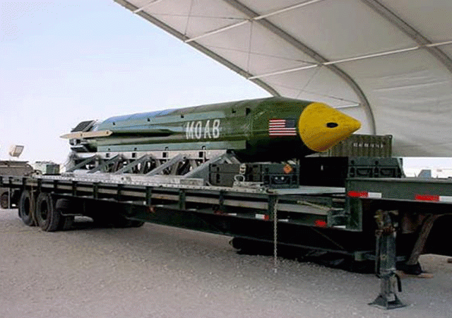 the gbu 43 b massive ordnance air blast moab bomb is pictured in this undated handout photo photo reuters the gbu 43 b massive ordnance air blast moab bomb is pictured in this undated handout photo photo reuters