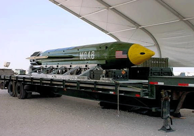 the gbu 43 b massive ordnance air blast moab bomb is pictured in this undated handout photo photo reuters