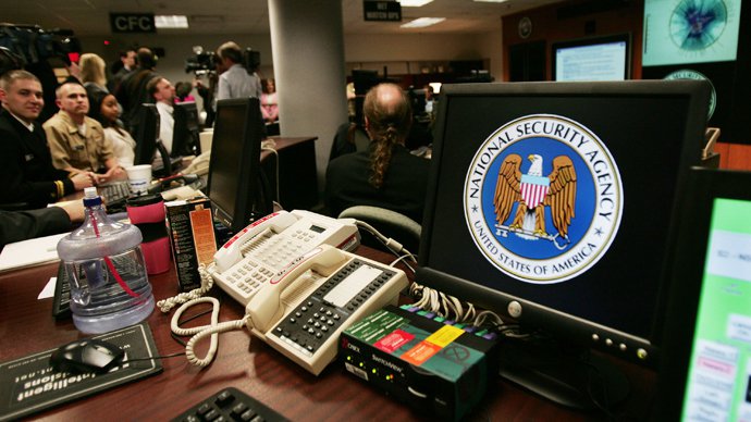 national security agency nsa logo inside the threat operations center inside the washington suburb of fort meade photo afp