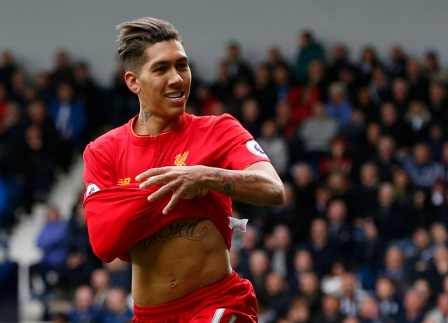 liverpool 039 s roberto firmino celebrates scoring their first goal against west brom on sunday photo reuters