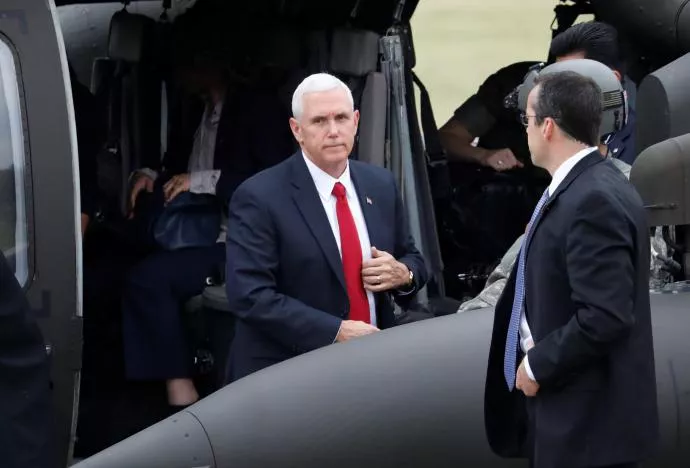 us vice president mike pence arrives at camp bonifas near the truce village of panmunjom in paju south korea april 17 2017 photo reuters