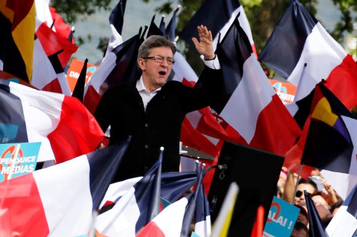 jean luc melenchon of the french far left parti de gauche and candidate for the 2017 french presidential election attends a political rally in toulouse southwestern france april 16 2017 photo reuters