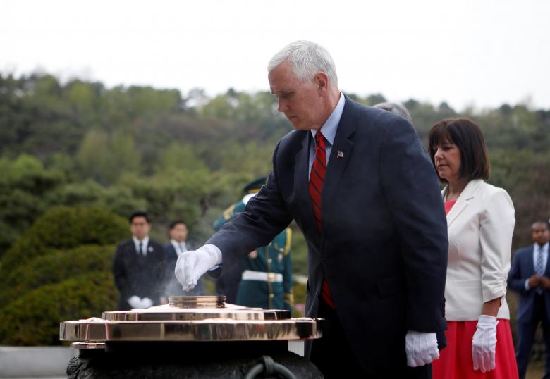 u s vice president mike pence visits the national cemetery in seoul south korea april 16 2017 photo reuters