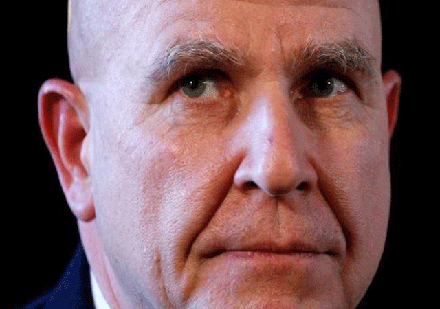 newly appointed national security adviser army lt gen hr mcmaster listens as us president donald trump makes the announcement at his mar a lago estate in palm beach florida us february 20 2017 photo reuters