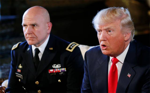 u s president donald trump announces his new national security adviser army lt gen h r mcmaster l at his mar a lago estate in palm beach florida u s february 20 2017 photo reuters