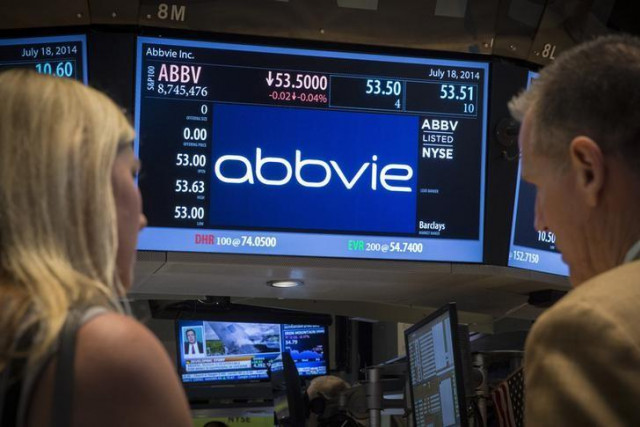 a screen displays the share price for pharmaceutical maker abbvie on the floor of the new york stock exchange photo reuters a screen displays the share price for pharmaceutical maker abbvie on the floor of the new york stock exchange photo reuters