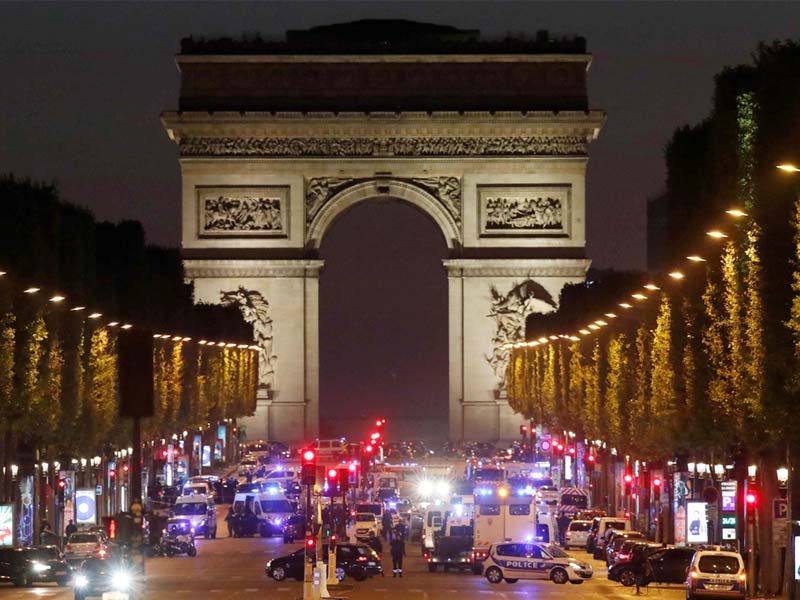 police secure the champs elysees avenue after one policeman was killed and another wounded in a shooting incident in paris photo reuters