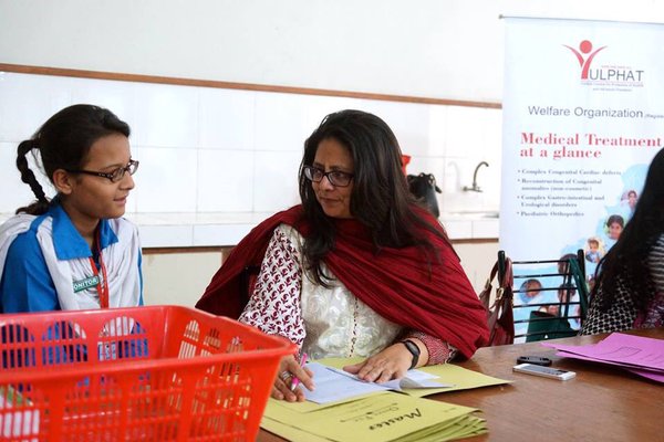 dr nuzhat faruqui founder of ulphat attending a medical camp at a school photo twitter