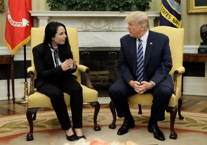 aya hijazi an egyptian american woman detained in egypt for nearly three years on human trafficking charges meets with us president donald trump in the oval office of the white house in washington us april 21 2017 photo reuters aya hijazi an egyptian american woman detained in egypt for nearly three years on human trafficking charges meets with us president donald trump in the oval office of the white house in washington us april 21 2017 photo reuters