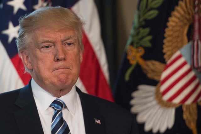 us president donald trump at the us treasury department in washington dc april 21 2017 photo afp