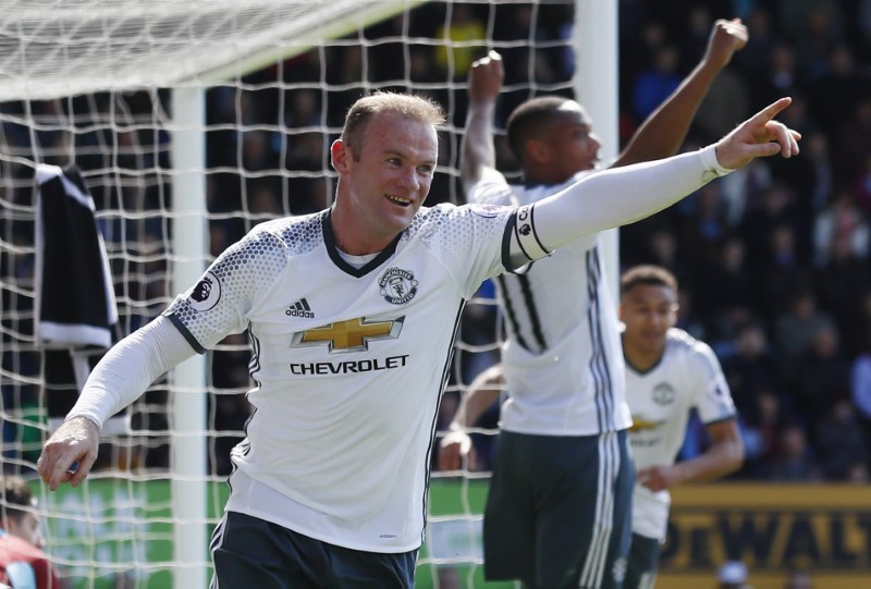 manchester united 039 s wayne rooney celebrates scoring their second goal against burnley on april 23 2017 photo reuters