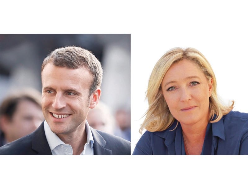 emmanuel macron marine le pen photo file