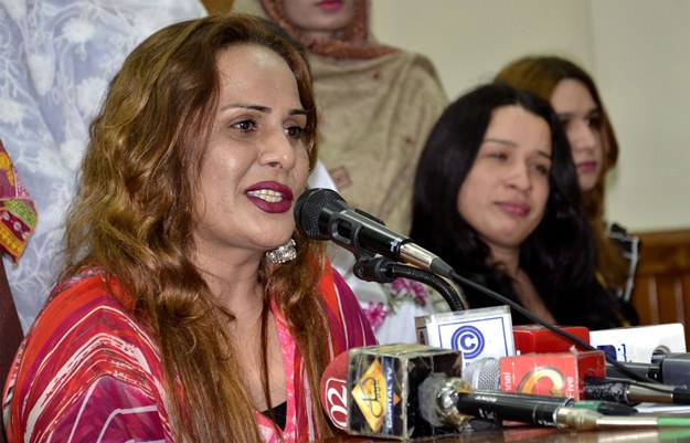 rights activists hold a press conference at the peshawar press club against the swat police forcing members of the transgender community to leave the area photo muhammad iqbal express