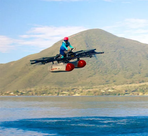 the video showed the single seat aircraft with two pontoons and a spider web like platform taking off from a lake at an undisclosed location and hovering above the water photo kitty hawk the video showed the single seat aircraft with two pontoons and a spider web like platform taking off from a lake at an undisclosed location and hovering above the water photo kitty hawk