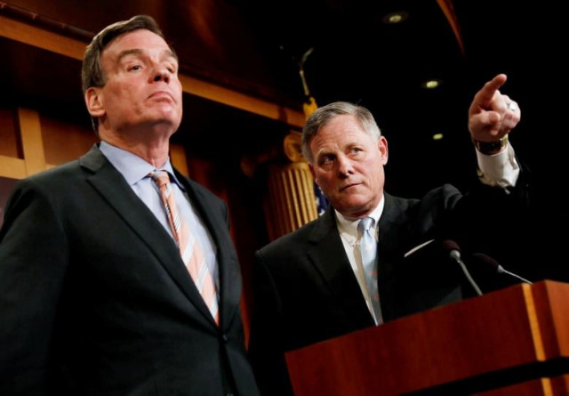 senate intelligence committee chairman sen richard burr r nc accompanied by senator mark warner d va vice chairman of the committee speaks at a news conference to discuss their probe of russian interference in the 2016 election on capitol hill in washington d c u s march 29 2017 photo reuters senate intelligence committee chairman sen richard burr r nc accompanied by senator mark warner d va vice chairman of the committee speaks at a news conference to discuss their probe of russian interference in the 2016 election on capitol hill in washington d c u s march 29 2017 photo reuters