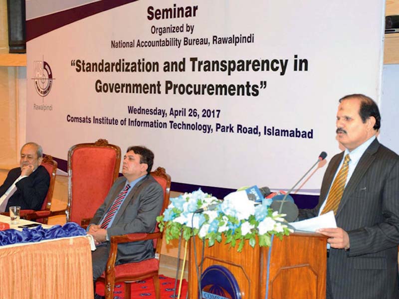 nab deputy chairman imtiaz tajwar addressing a seminar at comsat university photo online