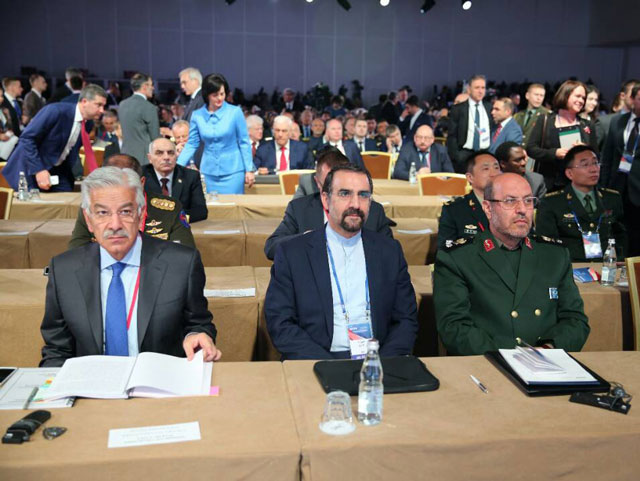 federal defence minister khawaja asif attends opening ceremony of vi moscow conference on international security in russia on wednesday april 26 2017 photo ministry of defence