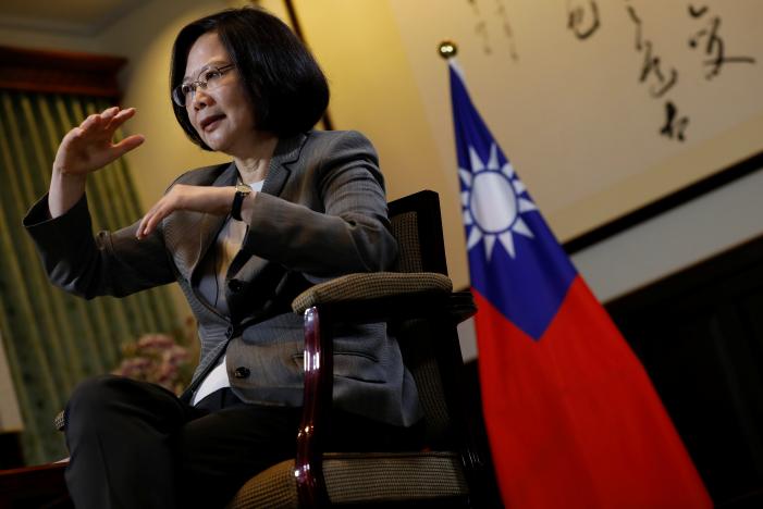 taiwan president tsai ing wen reacts during an interview with reuters at the presidential office in taipei taiwan april 27 2017 photo reuters