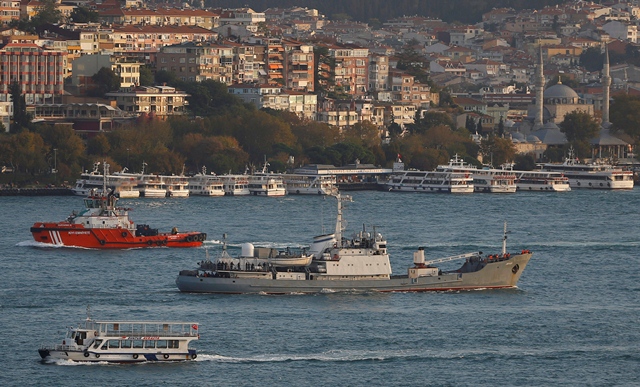 russian navy 039 s reconnaissance ship liman of the black sea fleet sails in the bosphorus on its way to the mediterranean sea in istanbul photo reuters file