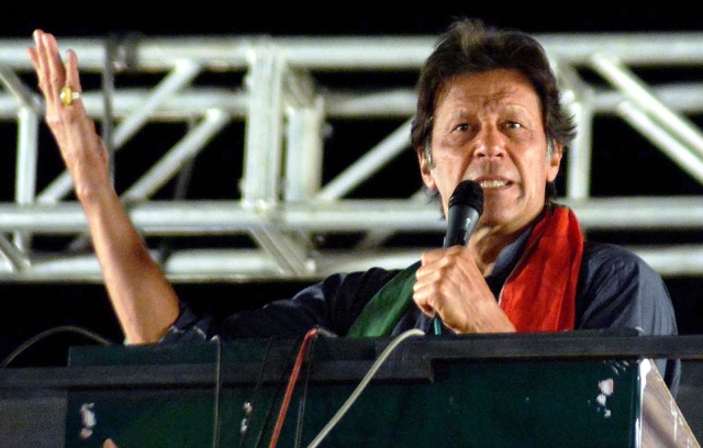 imran khan address a rally in islamabad 039 s parade ground on friday photo inp