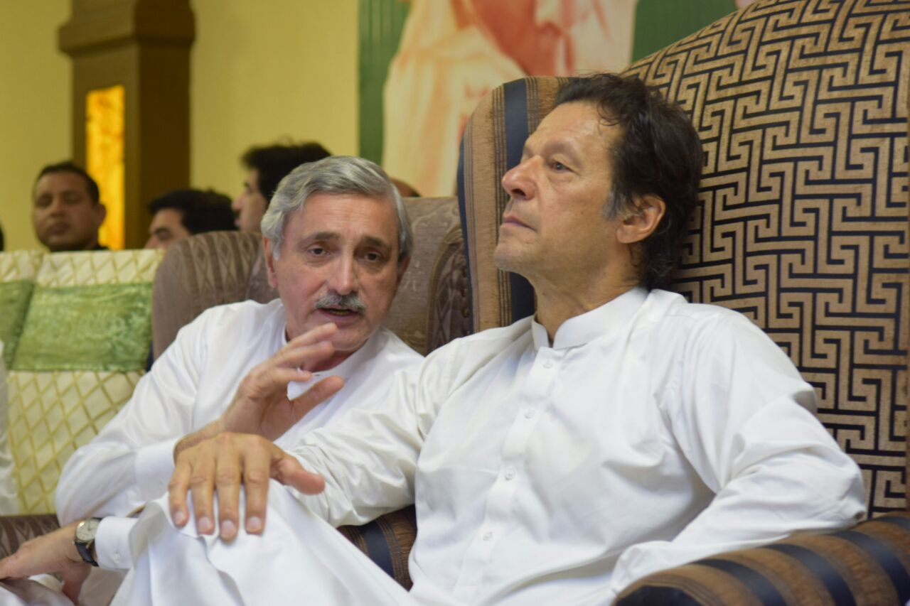 pti leaders jehangir tareen and imran khan photo pti