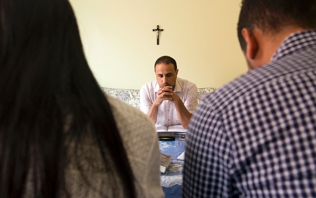 mustapha a christian convert who did not wish to give his full name leads prayers at a house in ait melloul near agadir on april 22 2017 photo afp