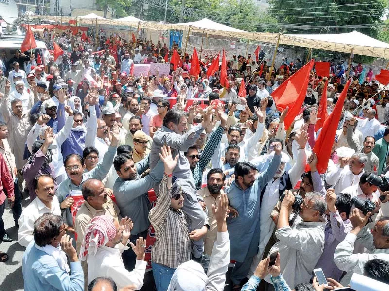 workers mark labour day by taking out a rally in front of the lahore press club photo abid nawaz express workers mark labour day by taking out a rally in front of the lahore press club photo abid nawaz express