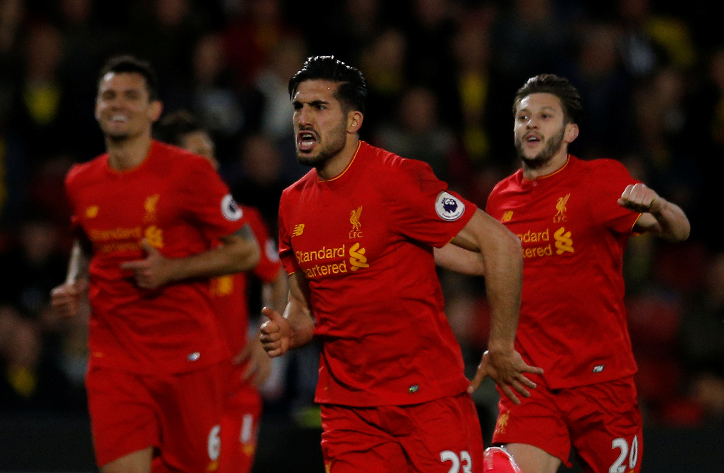 liverpool 039 s emre can celebrates scoring their first goal against watford on may 1 2017 photo reuters