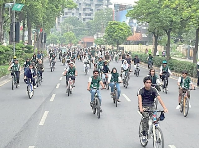 patriotic spirit families participate in a bicycle rally organised in lahore as part of independence day celebrations events to mark the occasion will continue till august 23 photo awais bashir express patriotic spirit families participate in a bicycle rally organised in lahore as part of independence day celebrations events to mark the occasion will continue till august 23 photo awais bashir express