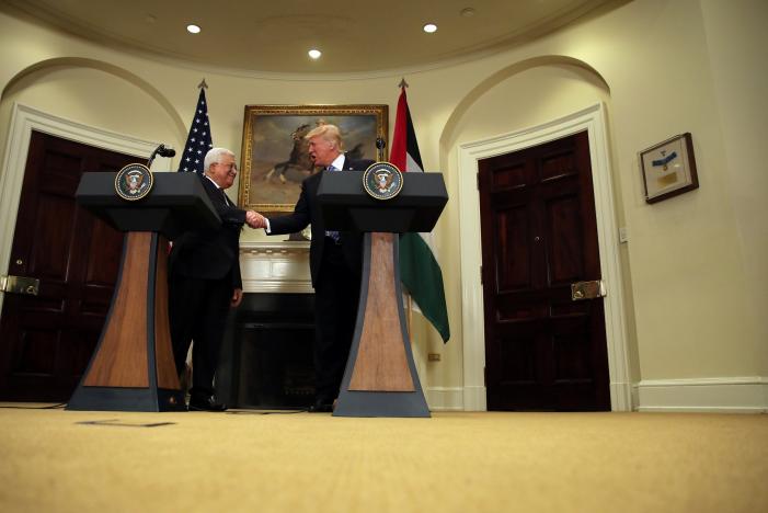 us president donald trump shakes hands with palestinian president mahmoud abbas as they deliver an statement at the white house in washington d c u s may 3 2017 photo reuters