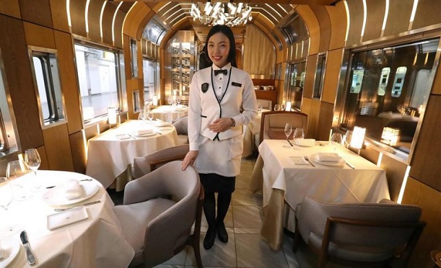 the dining car on the shiki shima train photo afp