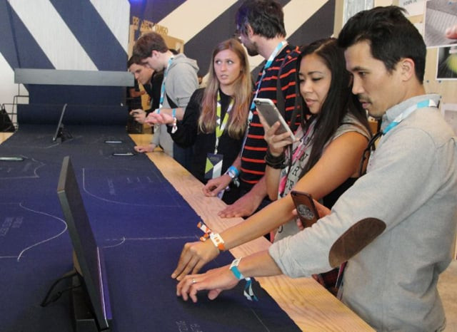 people touch specially woven project jacquard fabric being used in new 039 smart 039 levi denim jackets photo afp people touch specially woven project jacquard fabric being used in new 039 smart 039 levi denim jackets photo afp