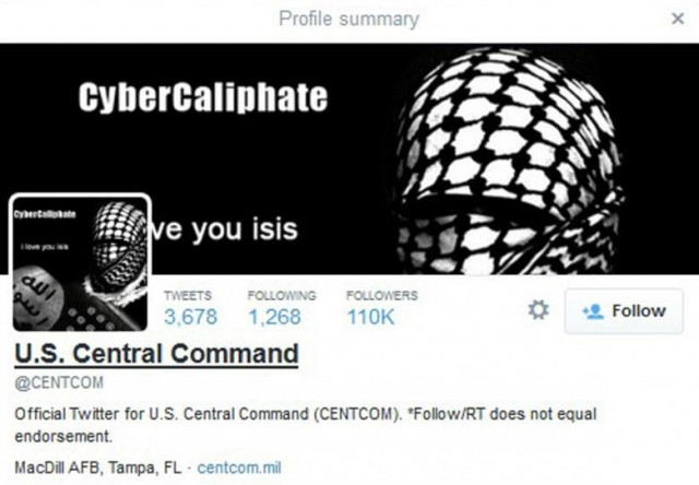 a computer screenshot shows the us central command twitter feed after it was apparently hacked by people claiming to be islamic state sympathizers january 12 2015 photo reuters