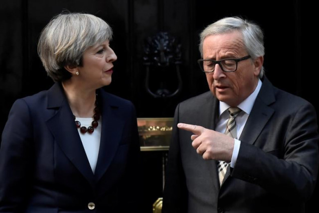 in this file photo britain 039 s prime minister theresa may welcomes head of the european commission president jean claude juncker to downing street in london britain april 26 2017 photo reuters in this file photo britain 039 s prime minister theresa may welcomes head of the european commission president jean claude juncker to downing street in london britain april 26 2017 photo reuters