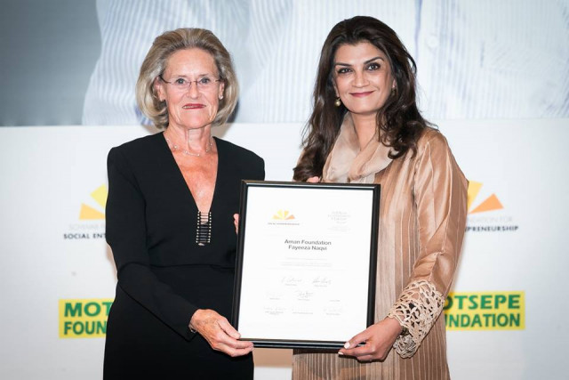 fayeeza naqvi presented schwab foundation award for her organisation services in education and health sectors photo aman foundation facebook fayeeza naqvi presented schwab foundation award for her organisation services in education and health sectors photo aman foundation facebook