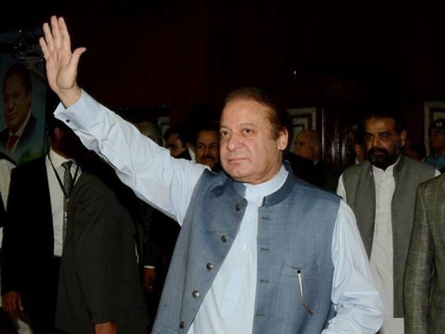 prime minister nawaz sharif gestures at supporters photo afp