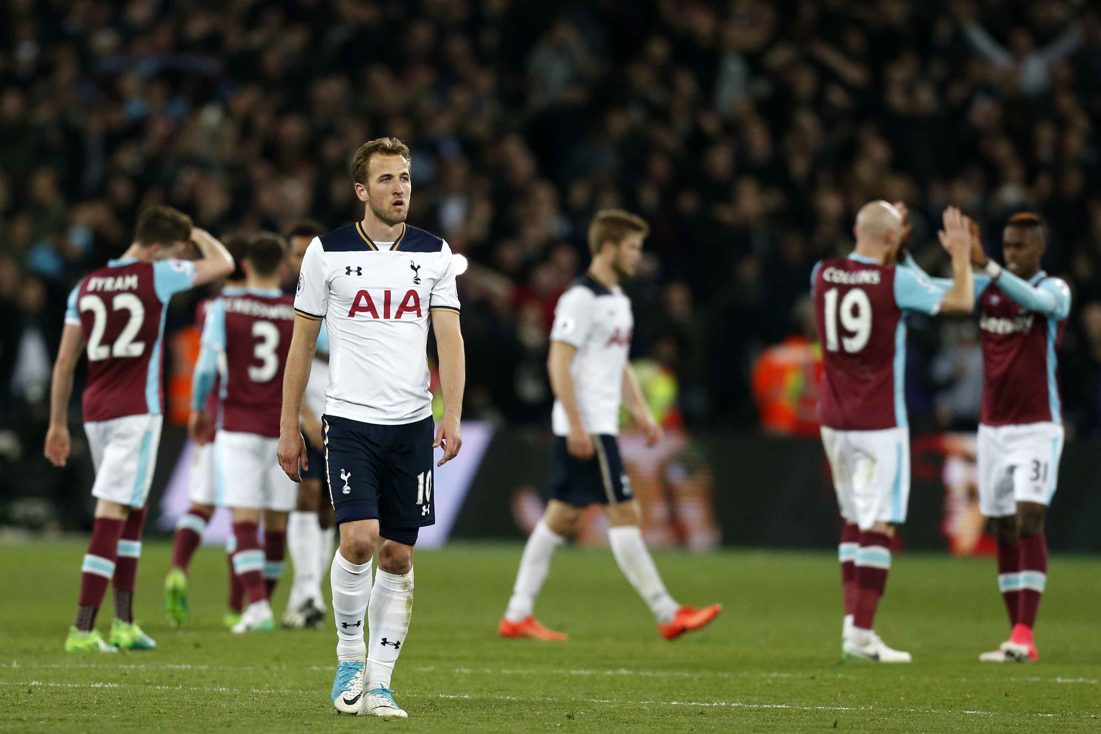 hammer blow pochettino 039 s side crashed to a shock 1 0 defeat at west ham on friday that left their title bid in tatters and put chelsea within touching distance of being crowned champions photo afp