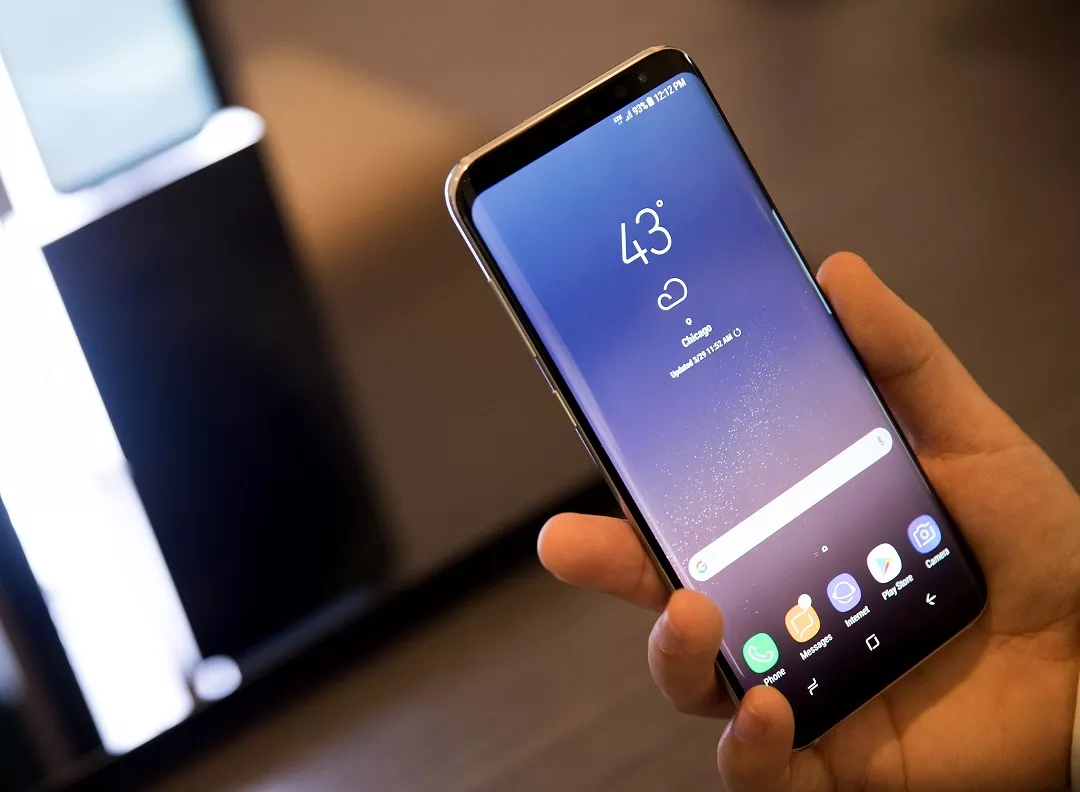 a view of the new samsung galaxy s8 at its samsung launch event march 29 2017 in new york city photo afp a view of the new samsung galaxy s8 at its samsung launch event march 29 2017 in new york city photo afp