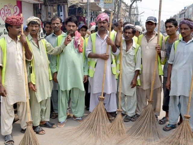 shakeel masih says he had mopped the floor properly but as the hospital is undergoing renovation some paint stains had remained there photo express file