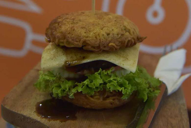 a burger made from noodles at a restaurant in jakarta photo afp