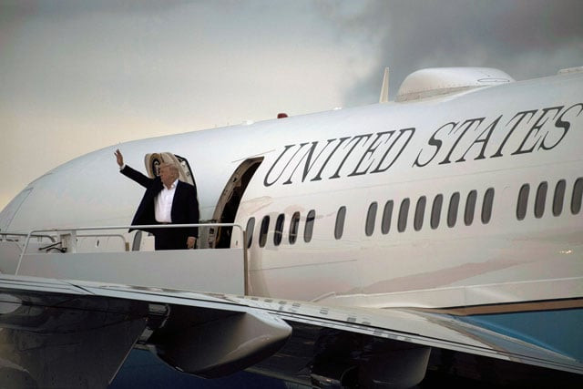 us president donald trump boards air force one at morristown municipal airport may 7 2017 in morristown new jersey photo afp us president donald trump boards air force one at morristown municipal airport may 7 2017 in morristown new jersey photo afp