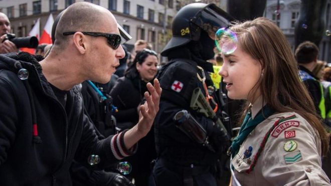 security tightened for girl scout photographed epically confronting neo nazi supporter