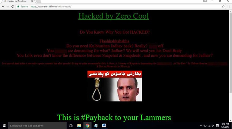 hackers deface indian website mock attempt to have jadhav released