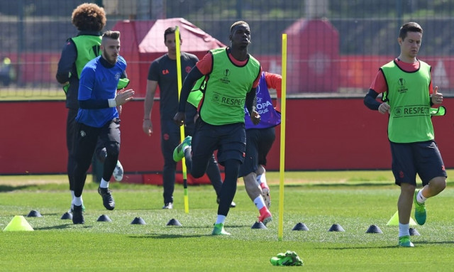 manchester united 039 s spanish goalkeeper david de gea l manchester united 039 s french midfielder paul pogba c and manchester united 039 s spanish midfielder ander herrera attend a team training session at the club 039 s training complex near carrington west of manchester in north west england on may 10 2017 ahead of their uefa europa league semi final second leg football match against celta vigo photo afp manchester united 039 s spanish goalkeeper david de gea l manchester united 039 s french midfielder paul pogba c and manchester united 039 s spanish midfielder ander herrera attend a team training session at the club 039 s training complex near carrington west of manchester in north west england on may 10 2017 ahead of their uefa europa league semi final second leg football match against celta vigo photo afp