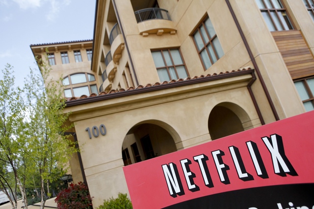 this file photo taken on april 14 2011 shows the netflix company logo at the netflix headquarters in los gatos ca april 13 2011 photo afp