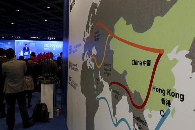 a map illustrating china 039 s silk road economic belt and the 21st century maritime silk road or the so called quot one belt one road quot megaproject is displayed at the asian financial forum in hong kong china photo reuters